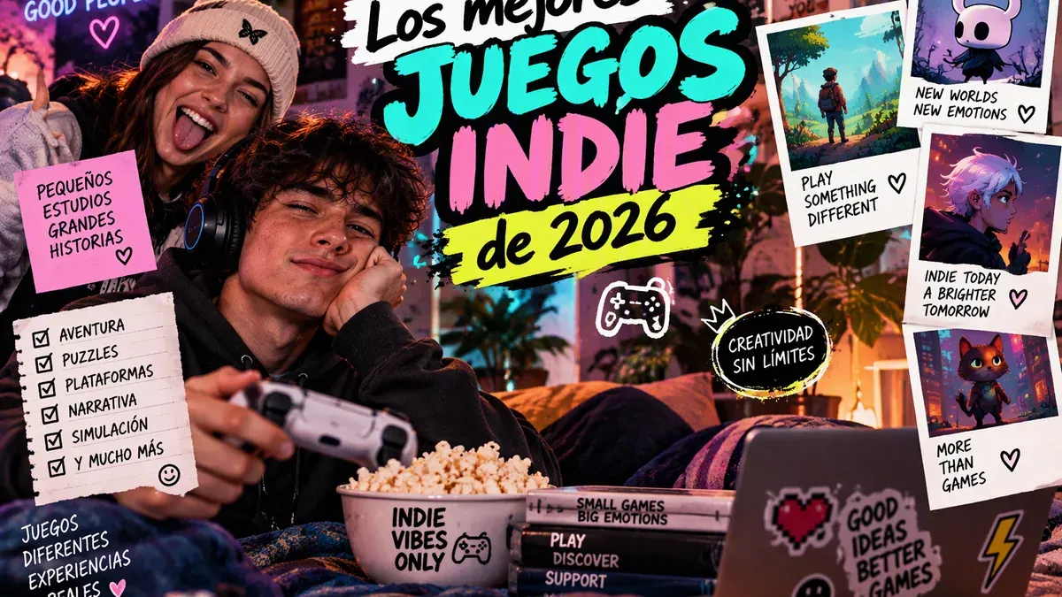 Portada del artículo sobre gaming: fondo azul con detalles rojos
